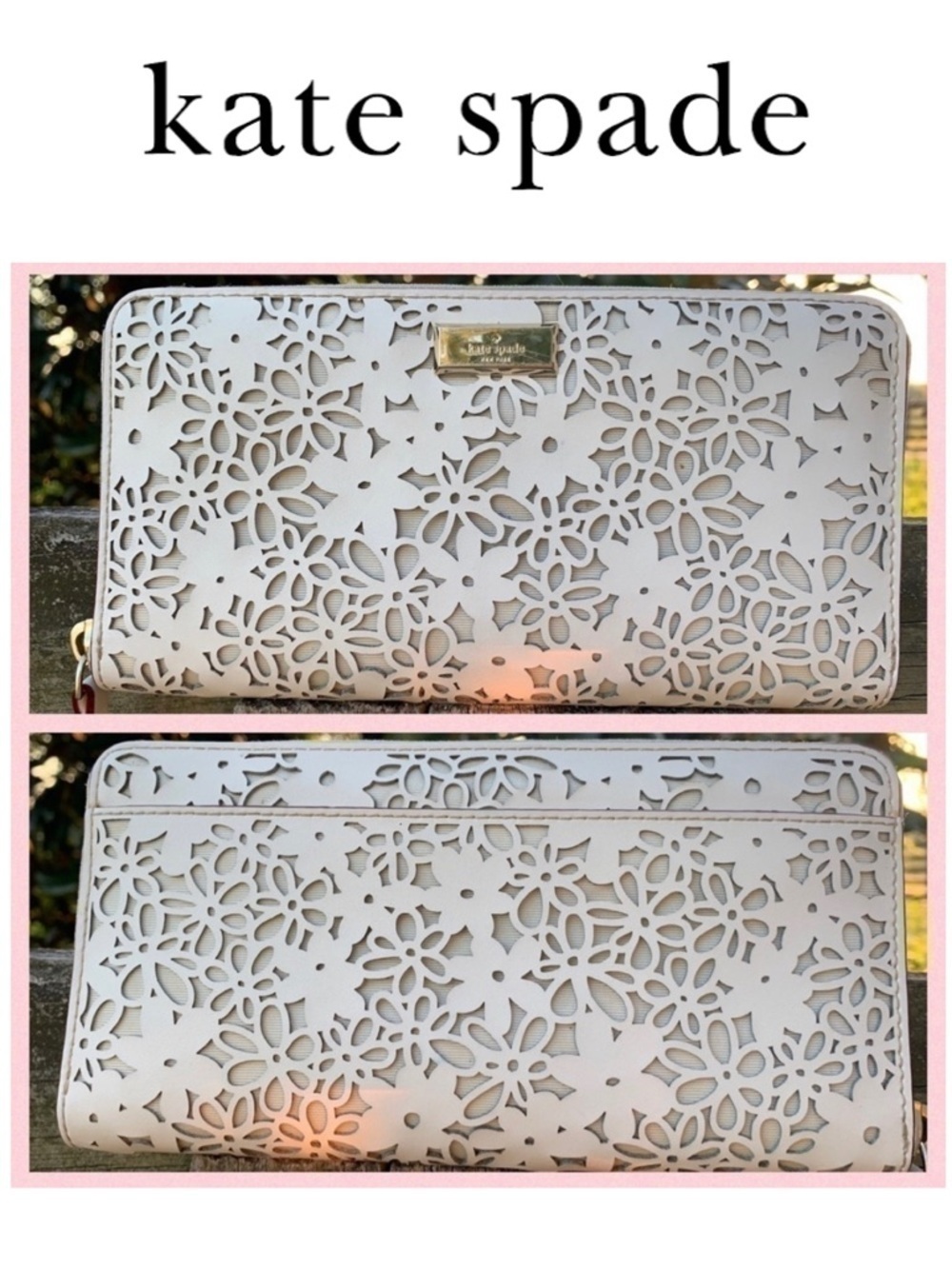 Kate Spade Laser Cut Floral Eyelet Wallet Flower